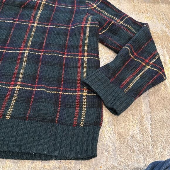 Vintage Polo Ralph Lauren wool Sweater! XXL Green Tartan Plaid Fisherman Style - Picture 4 of 10